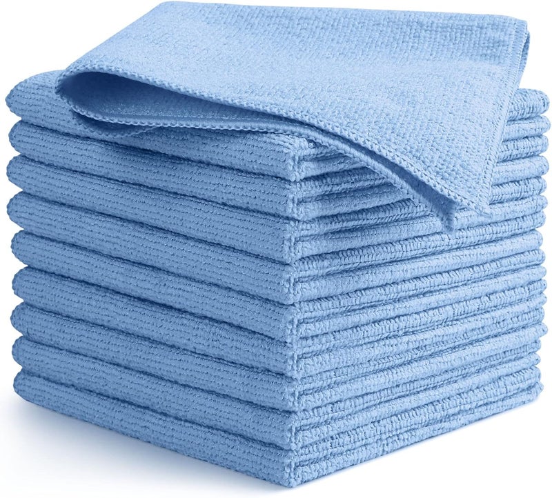 AIDEA Microfibre Cleaning Cloths - Lint Free, Highly Absorbent, Washable Towels (Pack of 10, 30x30 cm, Blue) - Image 1