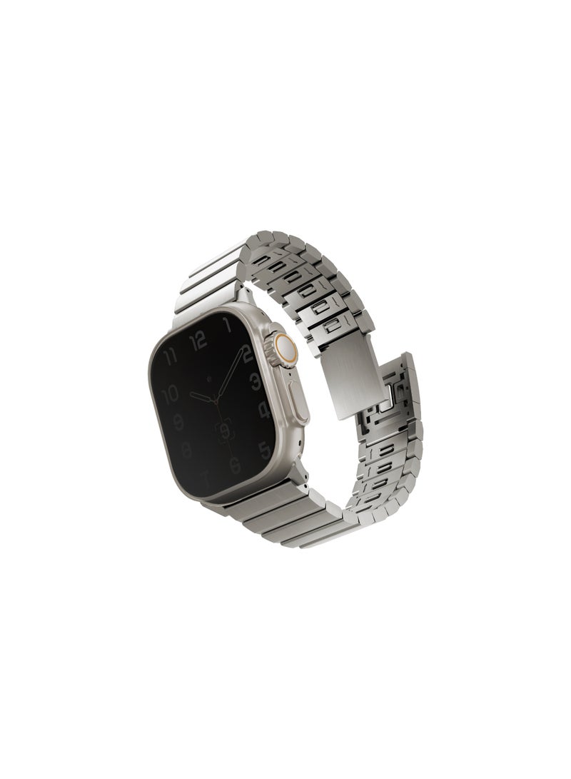 UNIQ STROVA MAG APPLE WATCH SELF-ADJUSTABLE STEEL LINK BAND 49/45/44/42MM - TITANIUM (SILVER)