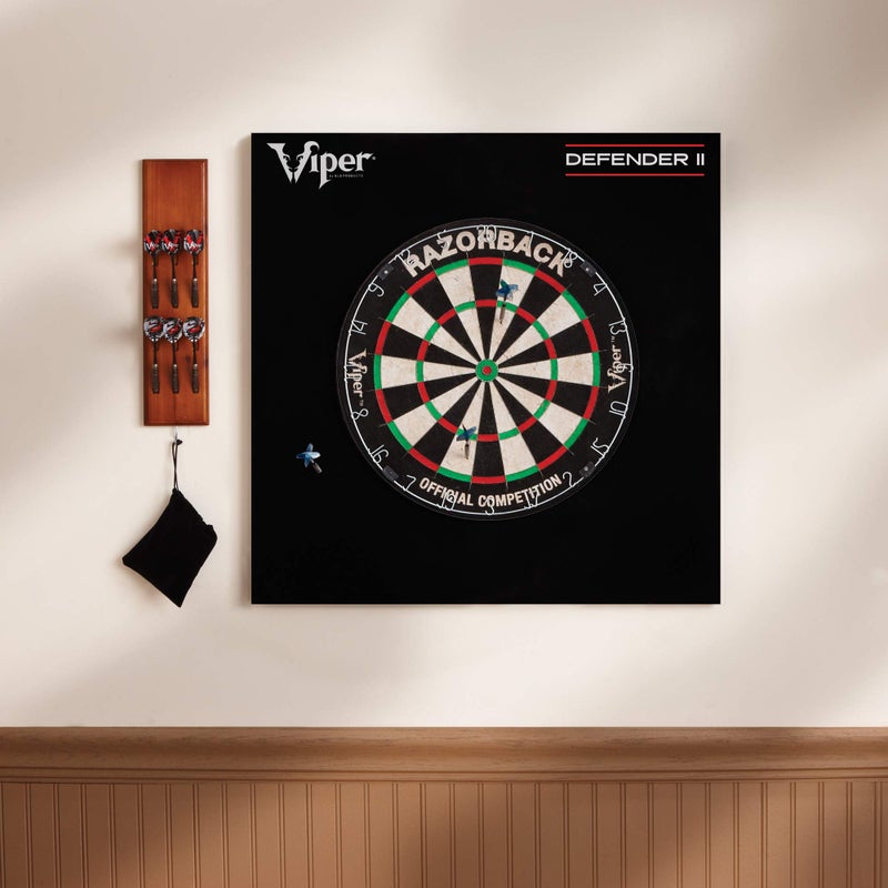 Viper Defender II Dartboard Surround Reversable Wall Protector, Fits 17.75" and 18" Bristle Dartboards, Compression-Fit Tool-Free Easy Mounting, Black, Square, 28.25" L x 28.25" W x 1" Thick - Image 2