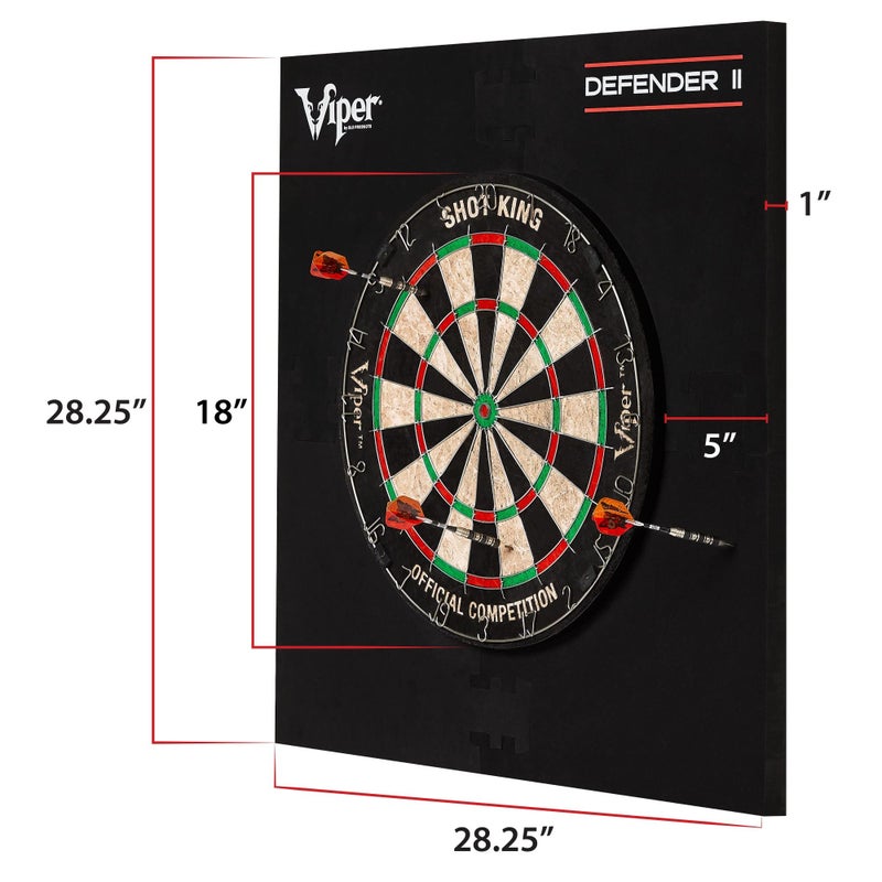 Viper Defender II Dartboard Surround Reversable Wall Protector, Fits 17.75" and 18" Bristle Dartboards, Compression-Fit Tool-Free Easy Mounting, Black, Square, 28.25" L x 28.25" W x 1" Thick - Image 3