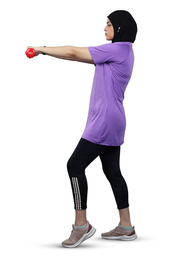 FLUSH Flush Women's Long and Loose V-Neck T-Shirt, Plus Size Modest Sports Tee, Casual Yoga Shirt  - Image 5