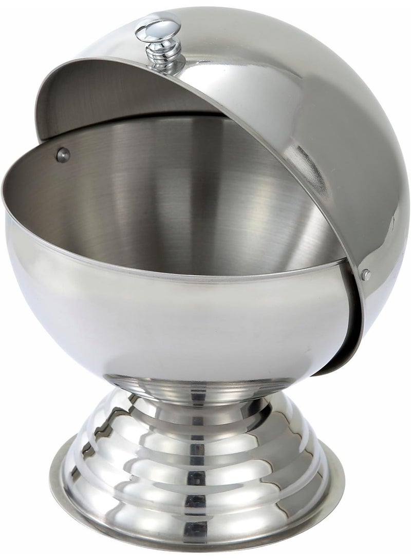 Winco 20 Ounce Sugar Bowl with Roll Top, Stainless Steel, Medium - Image 1