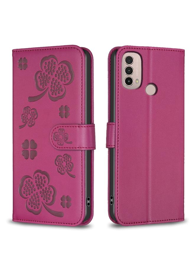 S-TOP Case For Motorola Moto E40 / E30 Four-leaf Embossed Leather Phone Case - Image 1