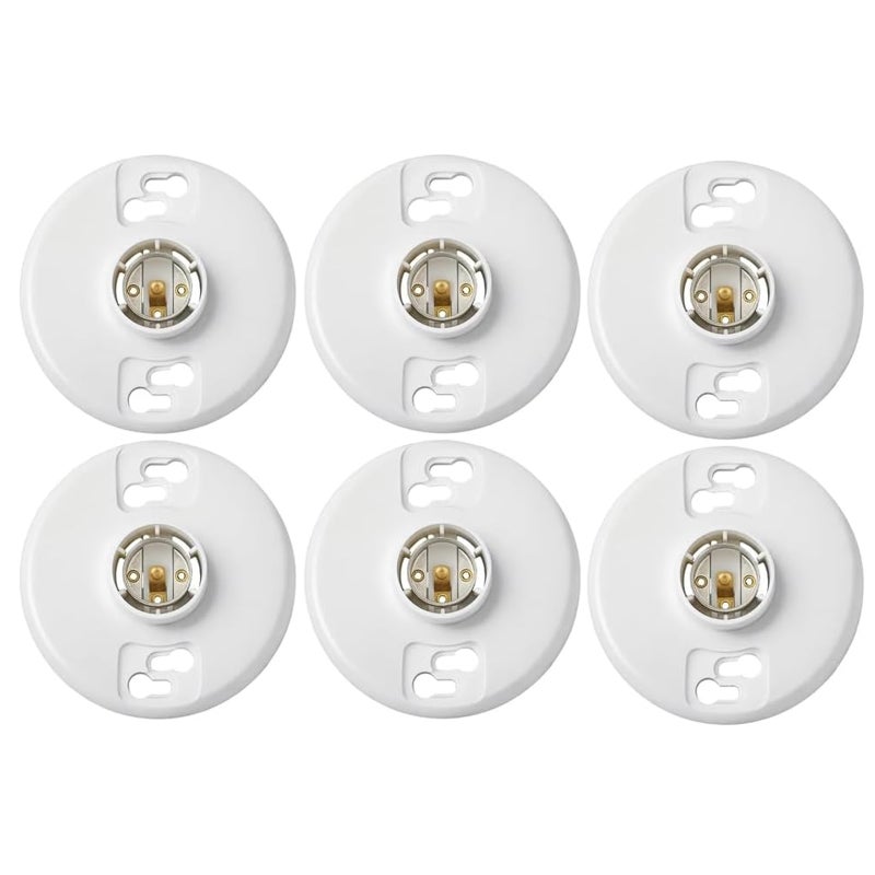 E26 Screw-Type Keyless Top-Mount Lampholder, White Phenolic Ceiling Lamp Holder - Image 1