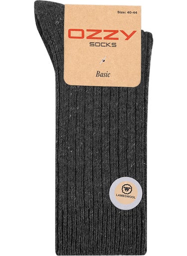 Ozzy Socks 1 Pair Winter Gray Men's Lambswool Wool Sleeping Socks Soft Touch 