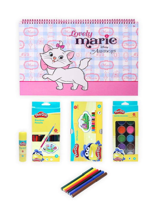 بلاي دوه Kids Art Creativity Bundle Disney Marie Lovely Marrie A3 Sketchbook - Glue Stick, Markers, Water Colors, Oil Pastels, Bicolor Pencils, Multicolored Back To School BTS Exclusive Bundle  - Image 1