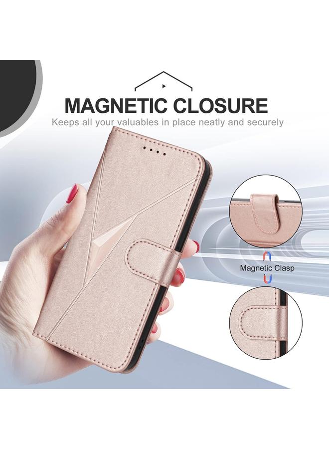 S-TOP Case For Samsung Galaxy A22 5G Triangle Pattern Buckle Clasp Leather Phone Case - Image 5