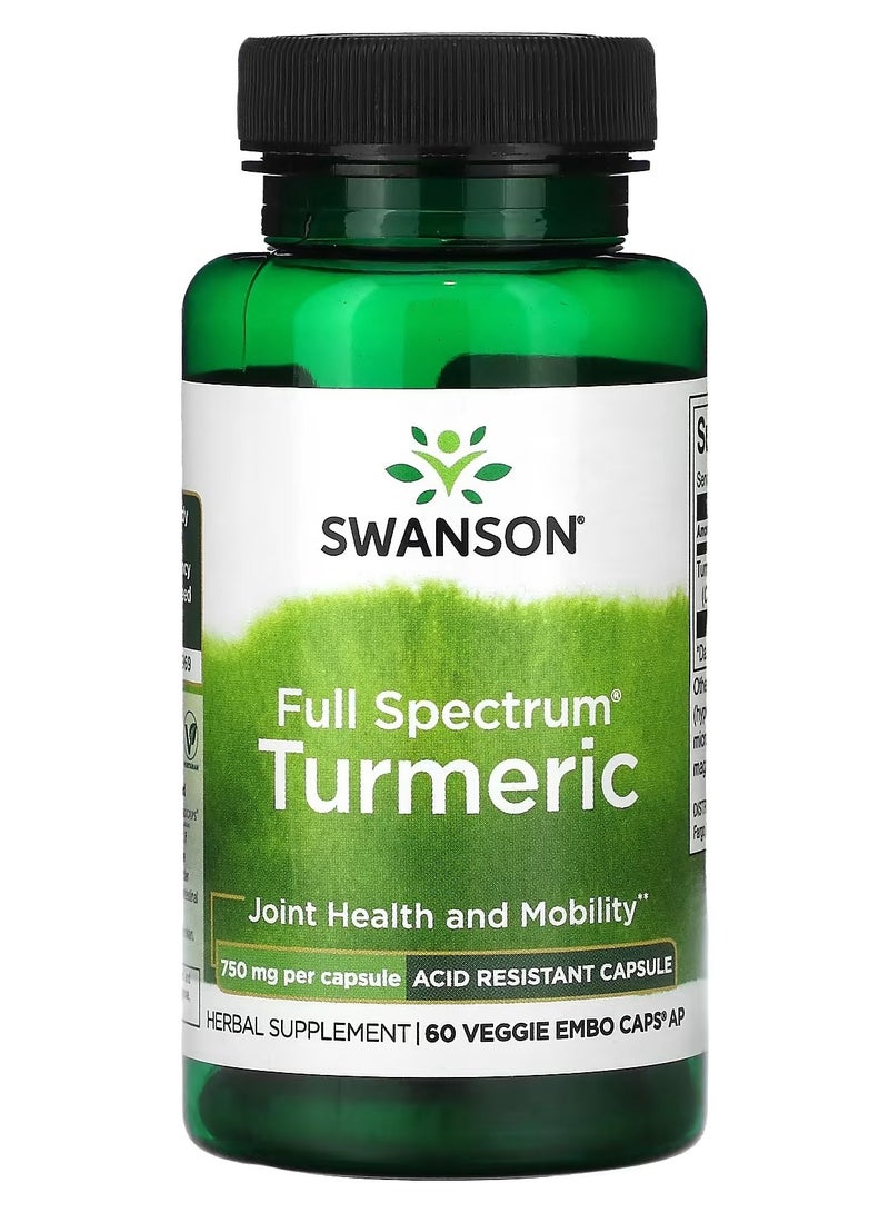 Swanson, Full Spectrum Turmeric, 750 mg, 60 Veggie Embo Caps AP