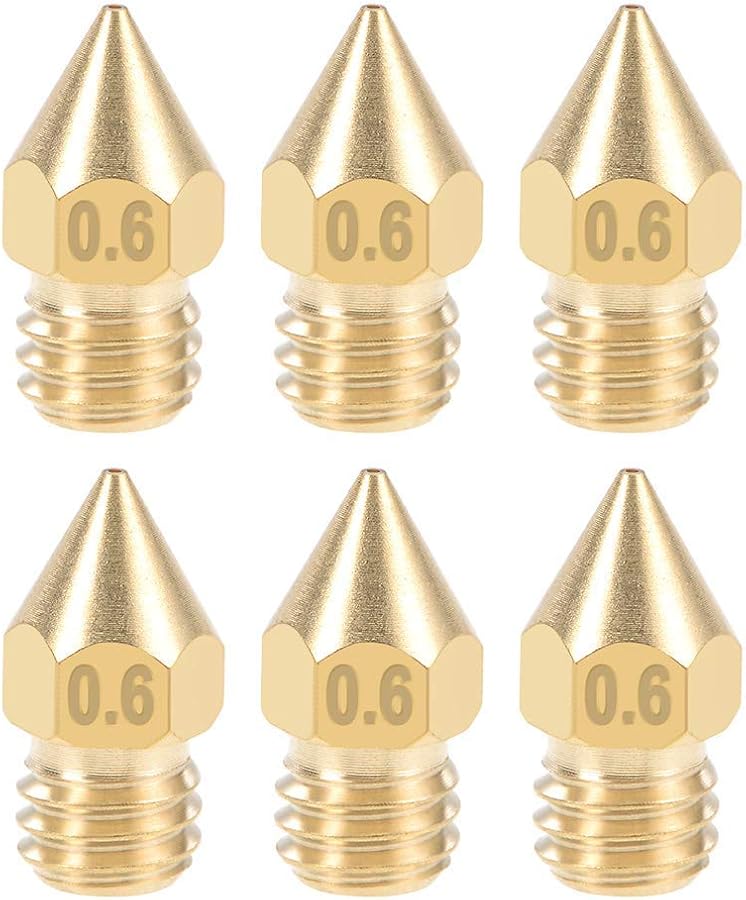 Brass 0.6mm 3D Printer Nozzle Head M6 Thread Replacement for MK8 1.75mm Extruder 6pcs - Image 2