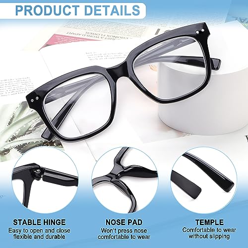 CHOFILORD 6 Pack Fashion Reading Glasses for Women Men Blue Light Blocking Oversized Square Readers with Spring Hinge (6 Pack Black, 1.75) - Image 4
