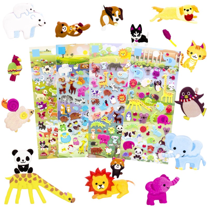 IMNEXT2U 3D Puffy Stickers for Kids Resuable Sticker for Toddler Boys Girls 4 Sheets Mother Child Animals Dogs Cats Elephant Giraffe Monkey Sheep Panda Koala Rabbit Zoo - Image 2