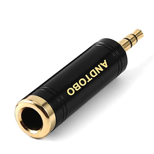 ANDTOBO 3.5mm Male to 1/4'' Female Stereo Pure Copper Headphone Adapter,3.5mm(1/8'') Plug Male to 6.35mm (1/4'') Jack Female Stereo Adapter for Headphone, Amp Adapte, Black 1-Pack - Image 1