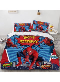 Generic Cartoon Spider-Man pattern bedding three-piece set of soft microfiber polyester sheets including quilt cover and two pillowcases (size 150cmX200cm)  - Image 1