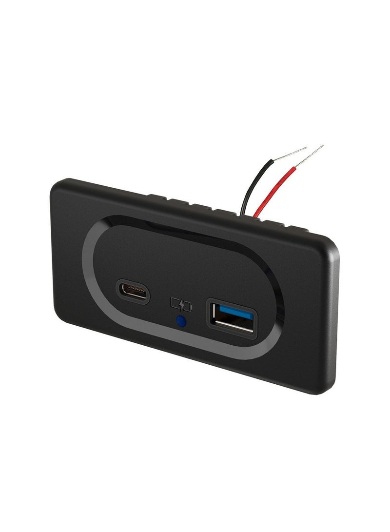 general USB+Type-C QC+PD Fast Charging Fast Car Charger Dual USB Adapter Power Socket Charging Panel Mounting - Image 1