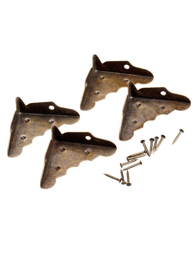 Dophee - 16Pcs Antique Brass Jewelry Box Corner Chest Corner Protector Guard Edge Cover1.26"X1.26"X0.43" - Image 1