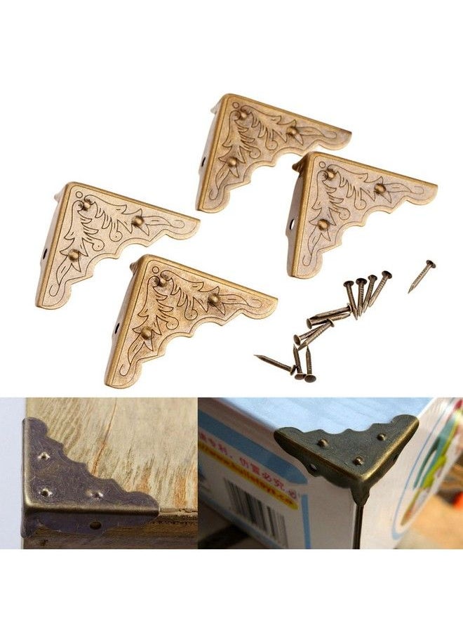 Dophee - 16Pcs Antique Brass Jewelry Box Corner Chest Corner Protector Guard Edge Cover1.26"X1.26"X0.43" - Image 1