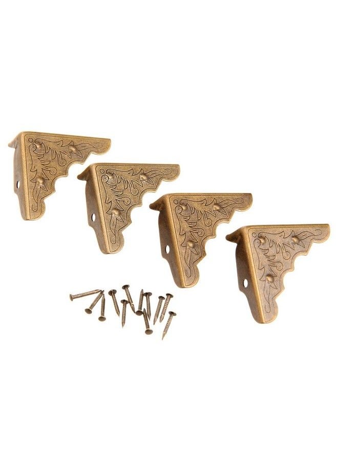 Dophee - 16Pcs Antique Brass Jewelry Box Corner Chest Corner Protector Guard Edge Cover1.26"X1.26"X0.43" - Image 1