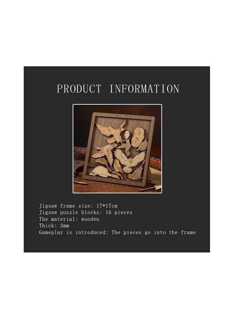 1-Piece Wooden Irregular Shape Puzzle,Strong Wood Handcrafted Birds Shape Puzzle for Party or Educational Supplies,Colour Brown - Image 1