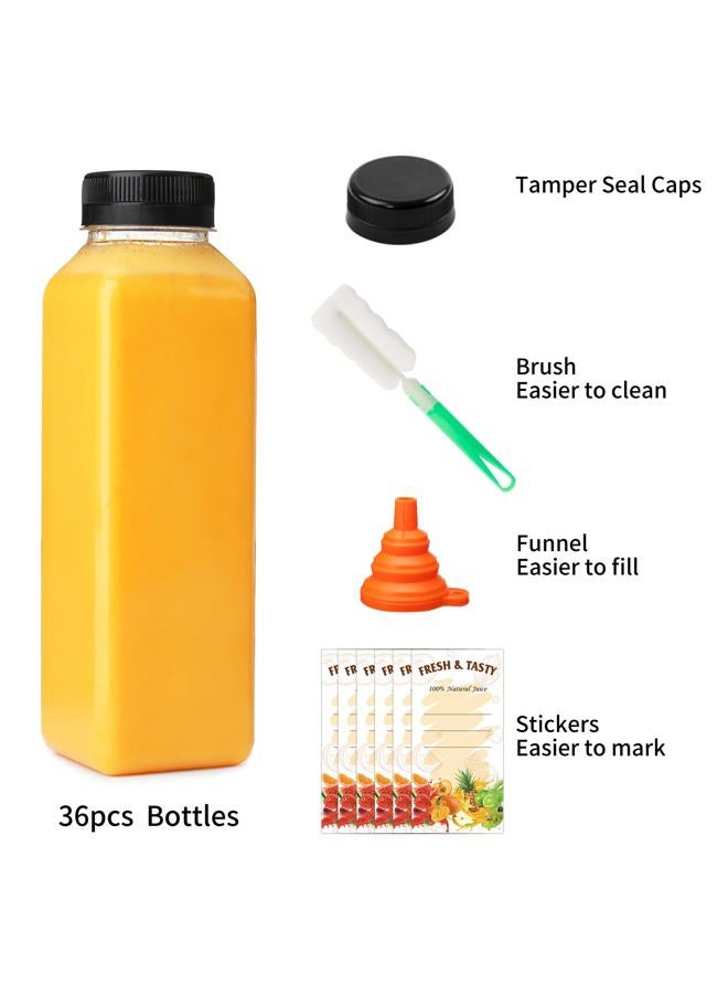 BAKHUK 36pcs 16oz Empty Plastic Juice Bottles with Caps, Reusable Clear Bulk Beverage Containers for Juice, Milk and Other Beverages - Image 3