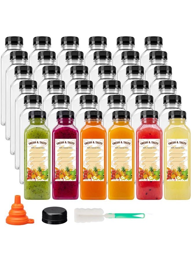 BAKHUK 36pcs 16oz Empty Plastic Juice Bottles with Caps, Reusable Clear Bulk Beverage Containers for Juice, Milk and Other Beverages - Image 1