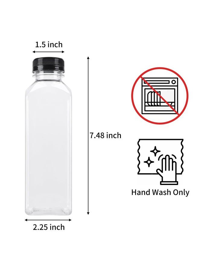 BAKHUK 36pcs 16oz Empty Plastic Juice Bottles with Caps, Reusable Clear Bulk Beverage Containers for Juice, Milk and Other Beverages - Image 2