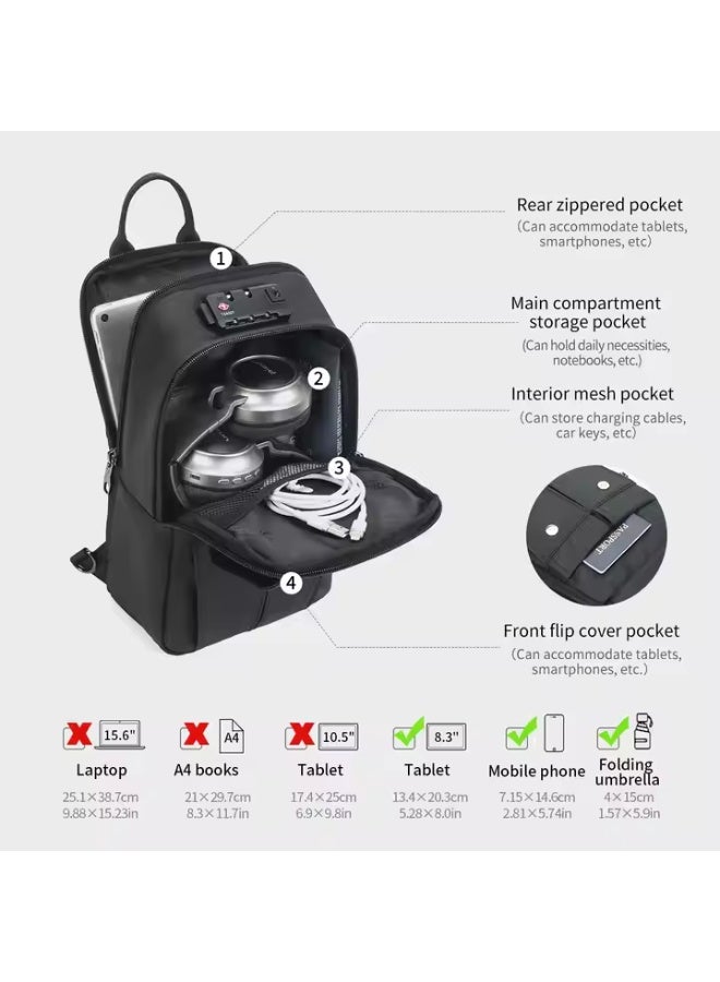 تايجرنو Tigernu Waterproof Crossbody Sling Bag With TSA Lock Model T-S8889 Black - Image 3