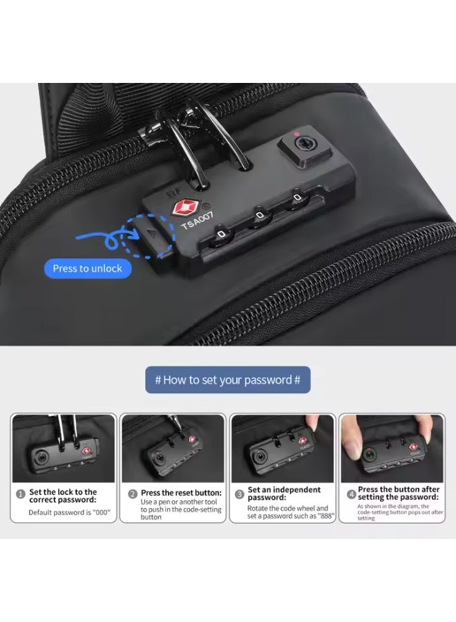 تايجرنو Tigernu Waterproof Crossbody Sling Bag With TSA Lock Model T-S8889 Black - Image 4