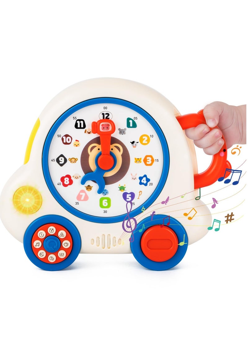 Excefore Early Learning Musical Toys Teaching Clock Toy for Kids, Time Number Puzzle Learning Toy Teaching Clocks, Suitable for 1 2 3 Year Old Boys Girls - Image 1