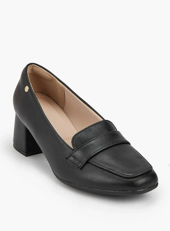 Flora Bella By Shoexpress Flora Bella Solid Slip-On Loafers With Block Heel