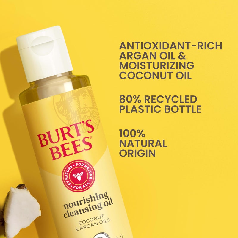 Burt's Bees Nourishing Cleansing Oil With Coconut and Argan Oils, Cleansing Face Oil for Normal to Dry Skin, College Back to School Dorm Essentials, Natural Origin Skin Care, 6 fl. oz. Bottle - Image 4