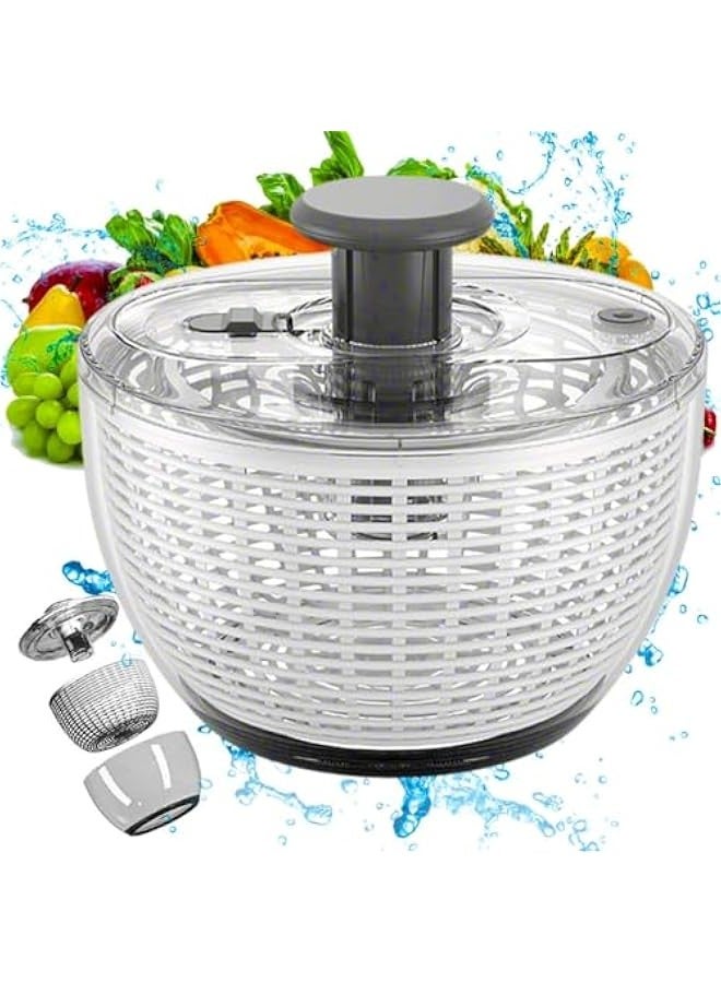 Beauenty 6L Salad Spinner, Large Vegetable Spinners Fruits Drainer Rotary Dryer Lettuce Manual Mixer Food Drain Basket Washing Machine Strainer with Bowl Double Detachable Kitchen Prep Container - Image 1