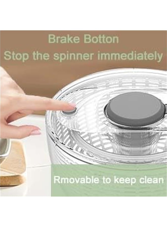 Beauenty 6L Salad Spinner, Large Vegetable Spinners Fruits Drainer Rotary Dryer Lettuce Manual Mixer Food Drain Basket Washing Machine Strainer with Bowl Double Detachable Kitchen Prep Container - Image 5