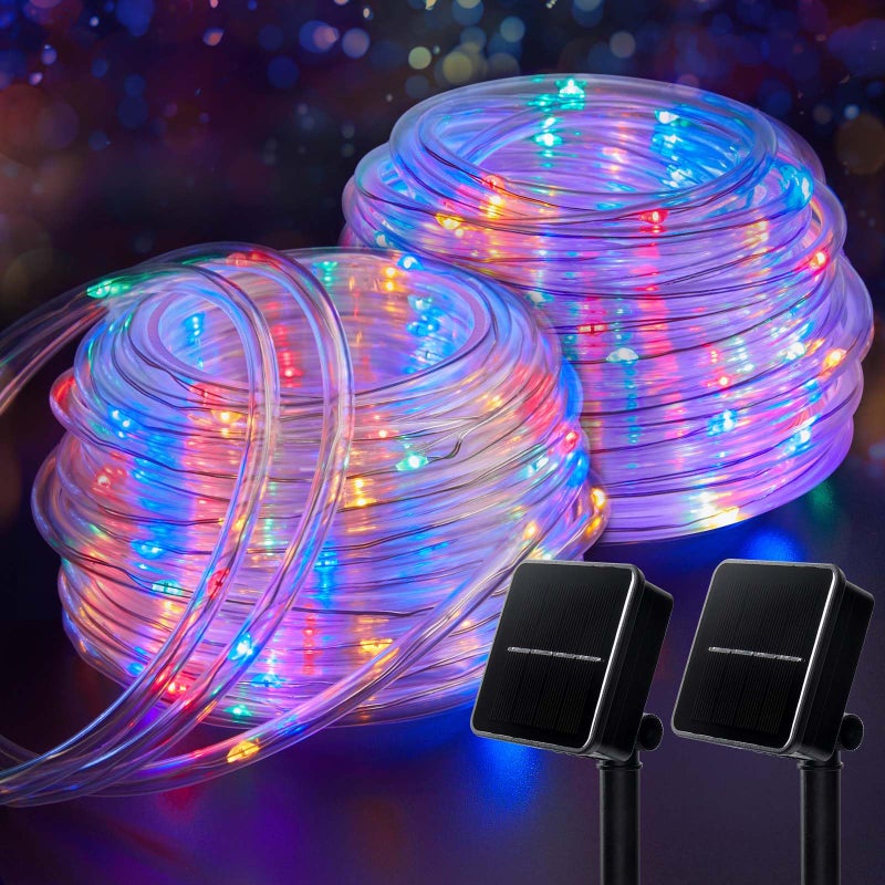 Brightown Solar String Lights Outdoor 2 Pack 72 Feet 200 LED Waterproof Solar Powered String Lights with 8 Lighting Modes Waterproof Solar Rope Lights for Outside Christmas Party Multicolor - Image 2