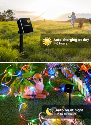Brightown Solar String Lights Outdoor 2 Pack 72 Feet 200 LED Waterproof Solar Powered String Lights with 8 Lighting Modes Waterproof Solar Rope Lights for Outside Christmas Party Multicolor - Image 3