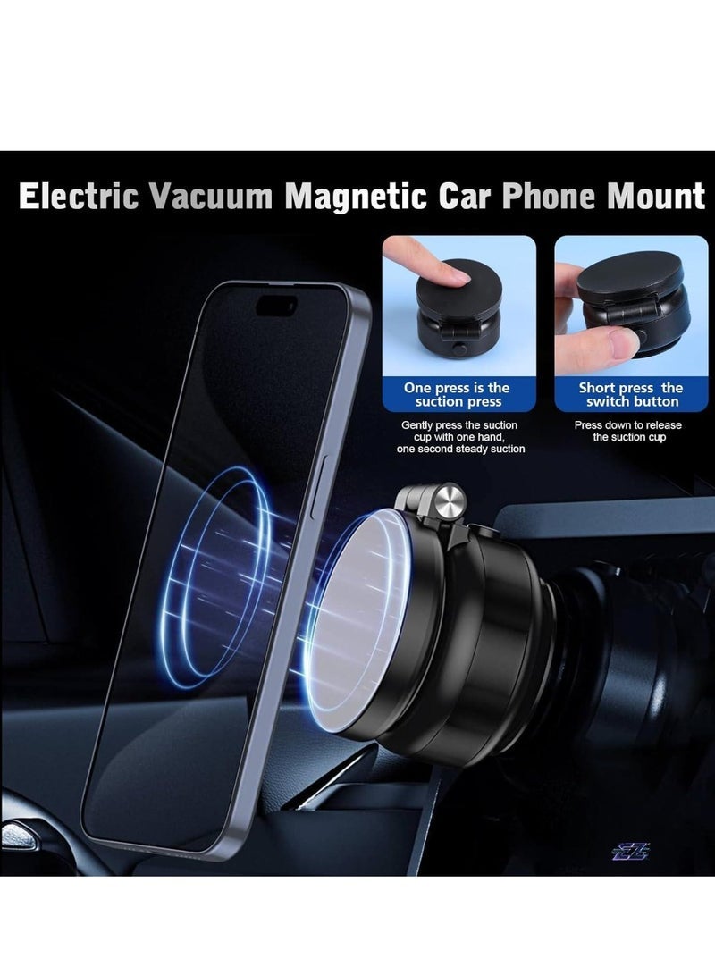 Gravity Electric Vacuum Magnetic Suction Phone Mount ‚Äì 360¬∞ Rotating Magnetic Phone Holder, Foldable Smart Double-Sided Suction Design, Strong Magnetic Car Phone Holder for Car, Mirror, & Smooth Surfaces ‚Äì Premium Silver (Universal Compatibility) - Image 2