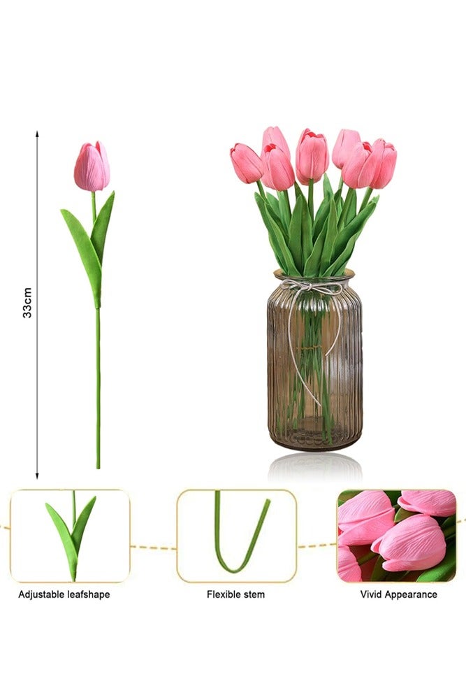 BELLSBERRY 10 قطع من زهور التوليب الاصطناعية ذات اللمسة الحقيقية – زهور حرير مزيفة لحفلات الزفاف، المنزل وترتيبات الزهور - Image 2