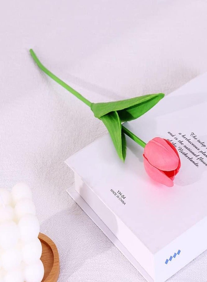 BELLSBERRY 10 قطع من زهور التوليب الاصطناعية ذات اللمسة الحقيقية – زهور حرير مزيفة لحفلات الزفاف، المنزل وترتيبات الزهور - Image 3