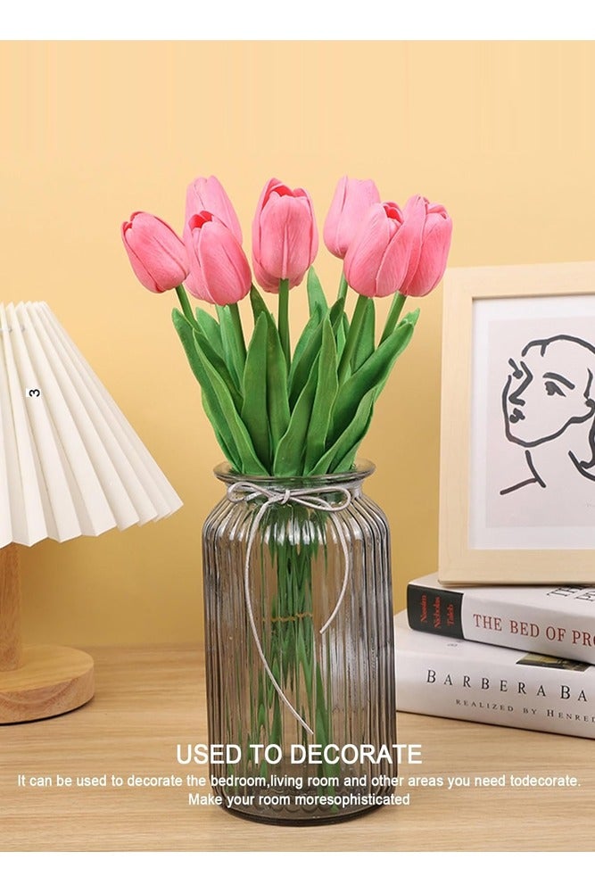BELLSBERRY 10 قطع من زهور التوليب الاصطناعية ذات اللمسة الحقيقية – زهور حرير مزيفة لحفلات الزفاف، المنزل وترتيبات الزهور - Image 5
