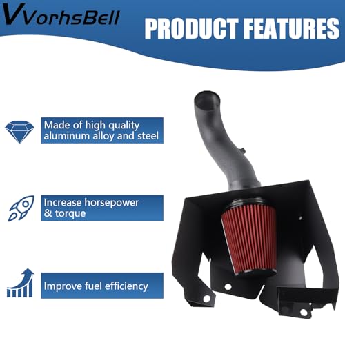 VVORHSBELL Cold Air Intake Pipe Kit w/Filter Compatible with For 2019-2024 Ram 1500 5.7L V8 2WD/4WD Cold Air Intake Kit - Image 5
