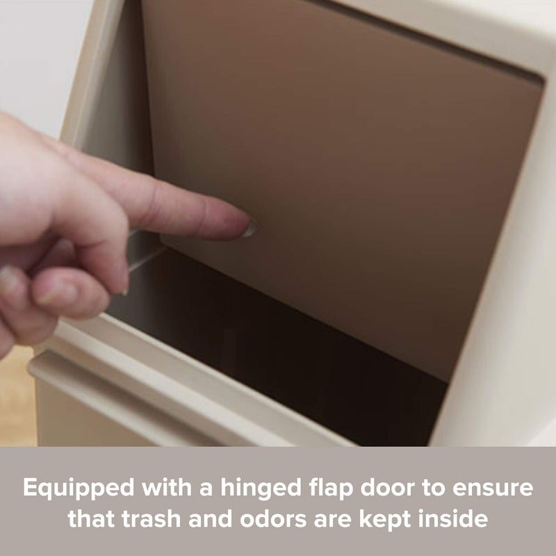 Primo Supply Large 8 Gallon Trash Can w/ Hinged Flap Cover - 32 Quarts - 11.8" x 7.5" x 24.6" Slim Trash Can with Lid - Indoor/Outdoor Swing Door Waste Basket - Tall & Narrow Trash Bin in Sand - 30L/8 Gal - Image 4