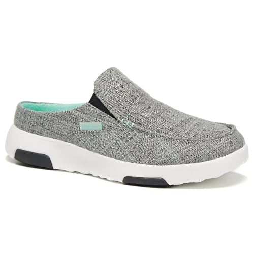 OrthoComfoot Women's Orthopedic Slip-On Loafers Slippers Shoes: Plantar Fasciitis Slippers for Metatarsalgia, Breathable Canvas Mules for Plantar Fasciitis Grey Green Size 9 - Image 1