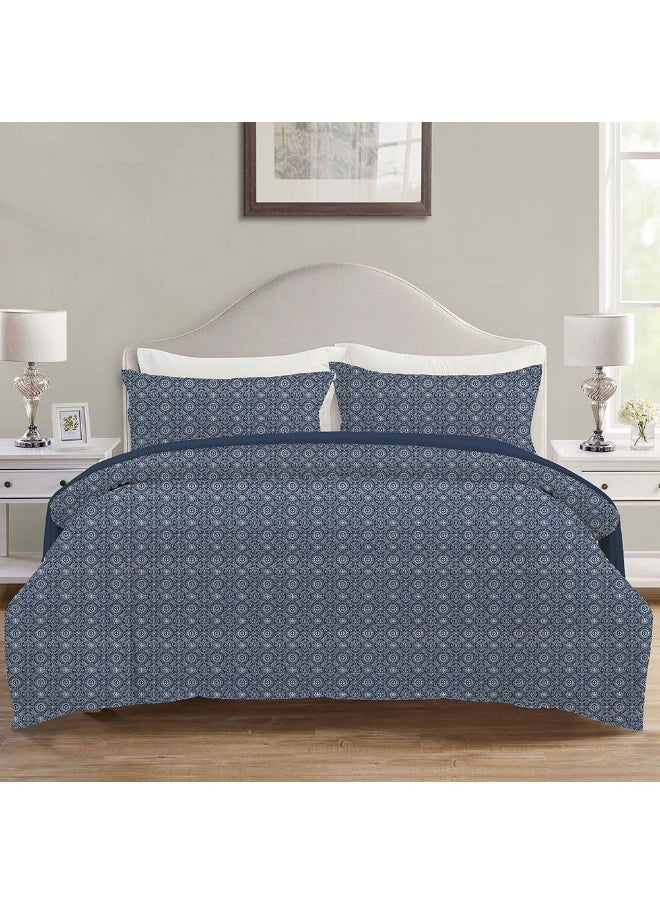 DANUBE HOME Aw24 - Ariana 6 Pieces King Comforter Set - 240X260Cm Navy (Vistacom - 011) | 100 % Cotton Breathable Bedding Sheet And Pillow Cases For Bedroom  - Image 1
