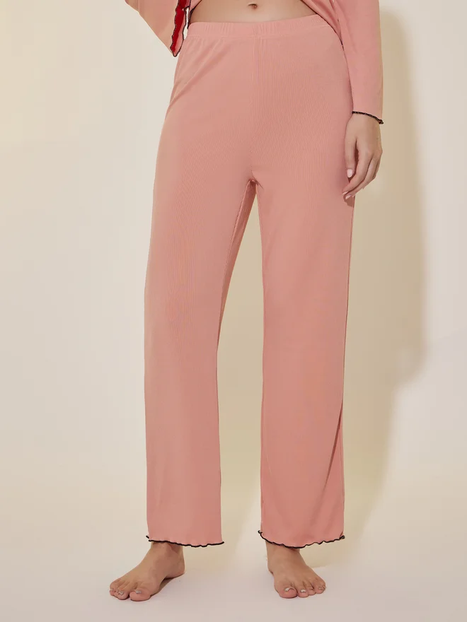 Take Two Take Two Edge Rib Long Sleeve T-Shirt And Pajama Set