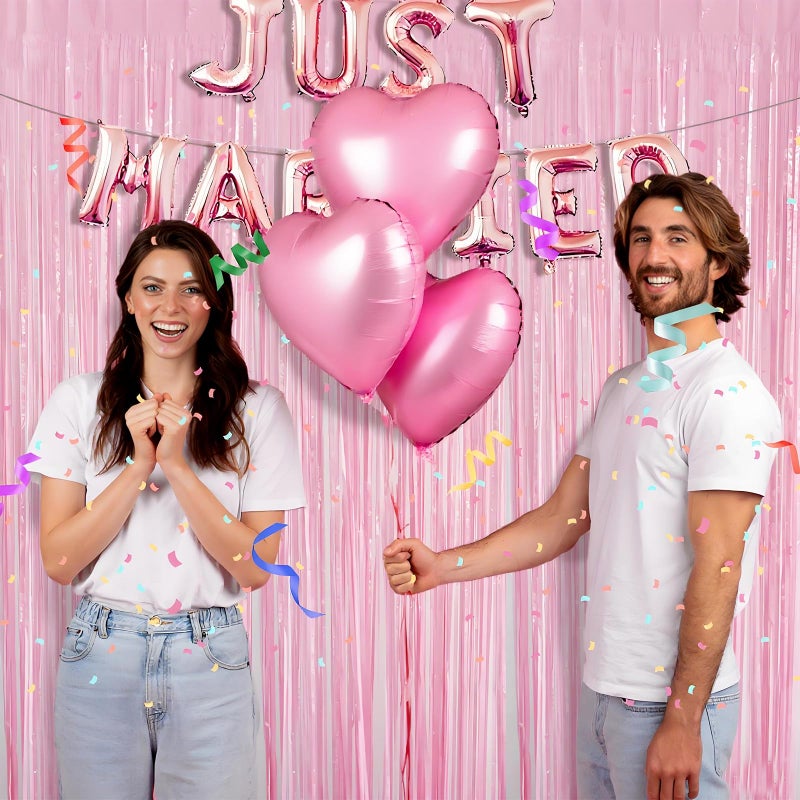 JEBUTU Pastel Pink Birthday Party Backdrop Decorations Foil Fringe Curtain 3.3x8.2ft 2 Pack, Pink Streamers Background Party Decorations Wall Door Hanging for Baby Valentines Barbie Princess Bachelorette - Image 4