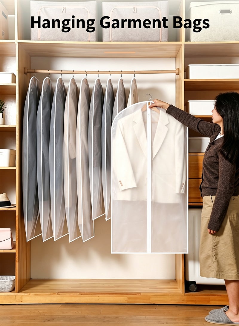 Garment Bags Set of 10 for Hanging Clothes, 60x100cm Zippered Suit Dust Covers, Space Saving Clothes Storage Protector for Suits, Coats, Dresses, Closet & Travel - Image 1