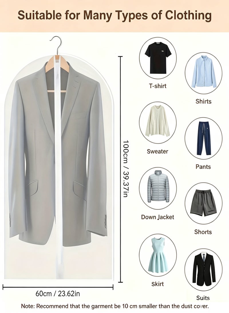 Garment Bags Set of 10 for Hanging Clothes, 60x100cm Zippered Suit Dust Covers, Space Saving Clothes Storage Protector for Suits, Coats, Dresses, Closet & Travel - Image 2