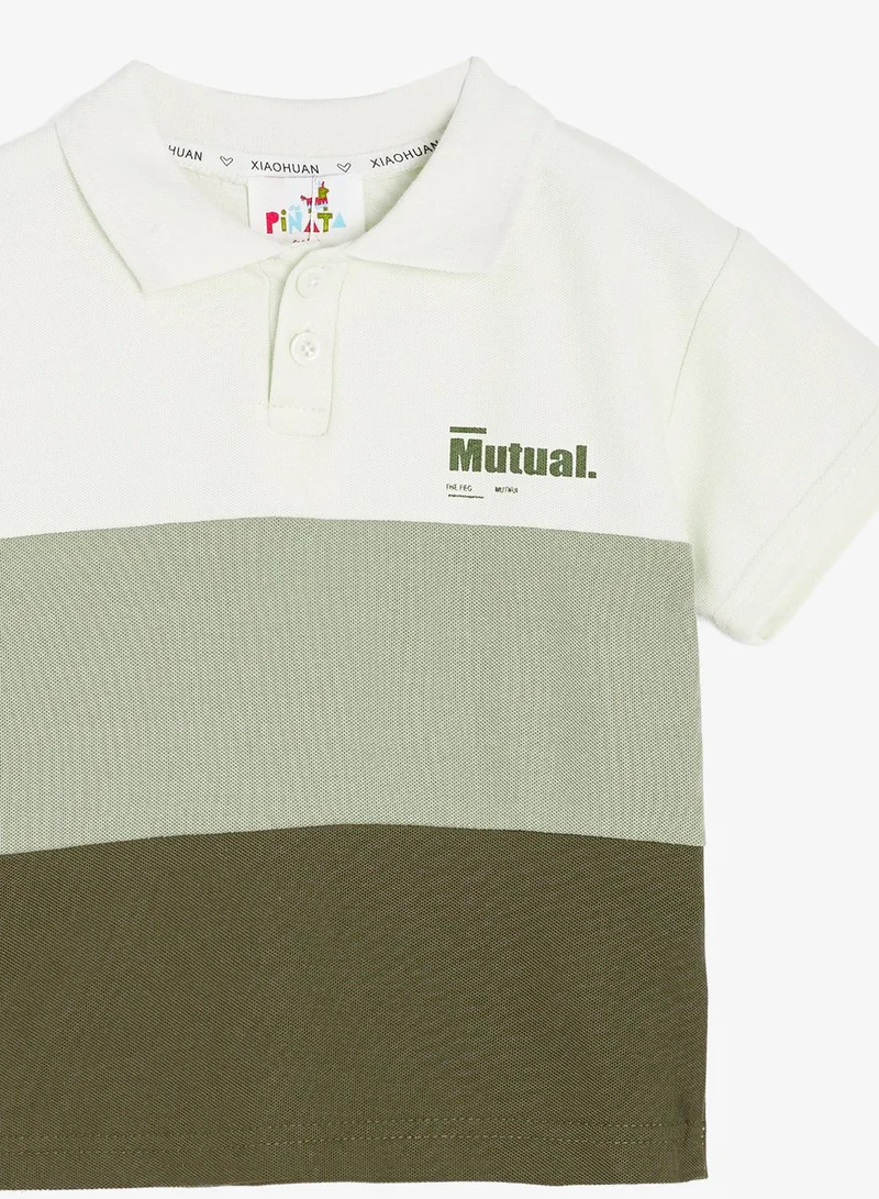 Pinata  Khaki Colourblock Cotton Polo Tshirt and Short Set for Men | Best Price UAE