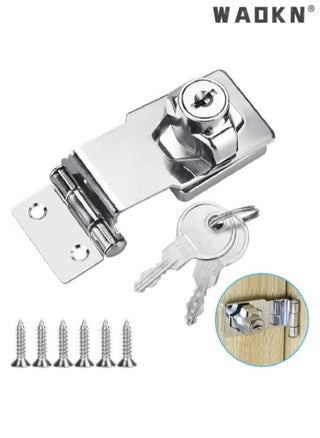 90 Degree Small Strap and U-pin  Metal lock Buckle, 3-inch Hole Free Security Lock Buckle, Wooden Door Lock Head, Old-Fashioned Buckle Lock with Padlock, Key, Cabinet, Drawer Door Screw, Shed Lock - pzsku/ZF8797FEE9FF2B4302D8EZ/45/_/1720429166/d56ef7c6-606f-47cd-bf63-6e8c6c1814dd