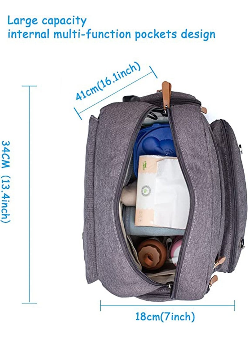 GT-Wheel Diaper Backpack, Waterproof Canvas Baby Bag with Insulated Pockets Stroller Straps Changing Pad - Image 5