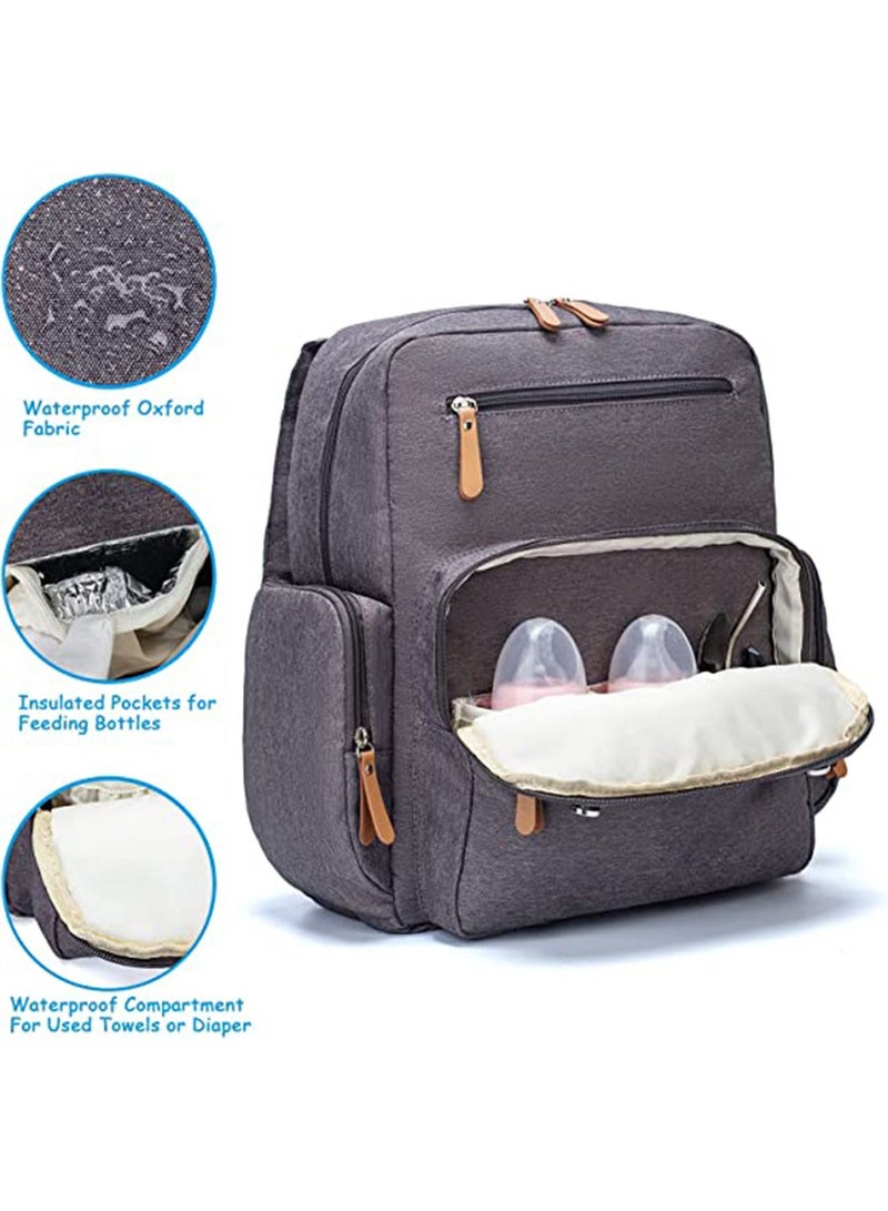 GT-Wheel Diaper Backpack, Waterproof Canvas Baby Bag with Insulated Pockets Stroller Straps Changing Pad - Image 3